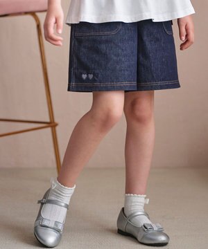  【150-160㎝】 デニムニットショートパンツ