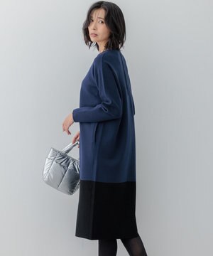  【WEB&一部店舗限定カラーあり/洗える】ミラノリブ バイカラーニットワンピース