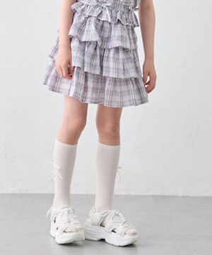  【洗濯機可能】ティアード チェックスカパン