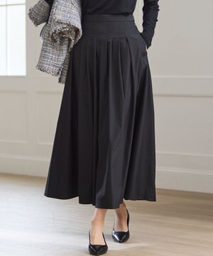  【撥水加工/洗える】ブライトタフタ タック スカート