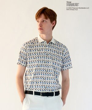  【PEANUTS】【MEN】スヌーピーコラボ 総柄ポロシャツ