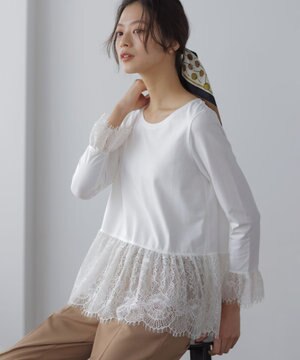  レースコンビ ロングTシャツ