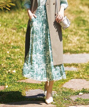  【カタログ掲載・洗える】ランドスケーププリント スカート