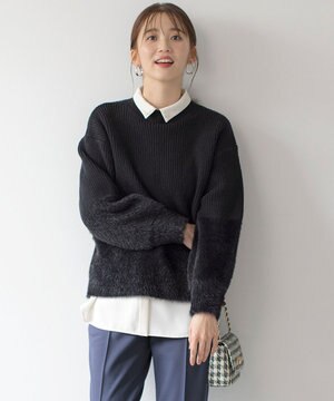  【洗える】グラデーションフェザー ニット