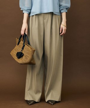  【セットアップ対応】リネンストレッチワイド パンツ