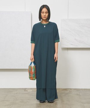  【WOMEN】ワッシャーニットコンビ ワンピース