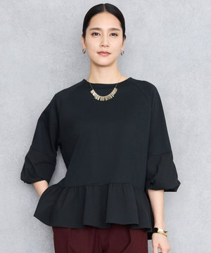 クリアコットンポンチペプラム カットソー