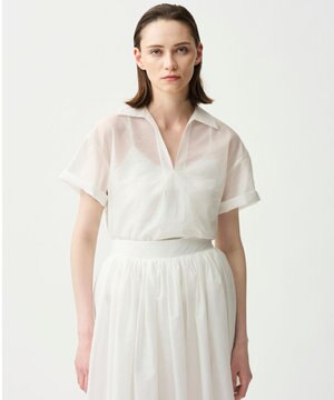 シアー オーガンジー ショート シャツ