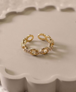  【安田美沙子さん着用】キュービックチェーンリング