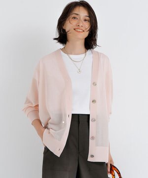  【新色追加/洗える】シャイニーシアー カーディガン