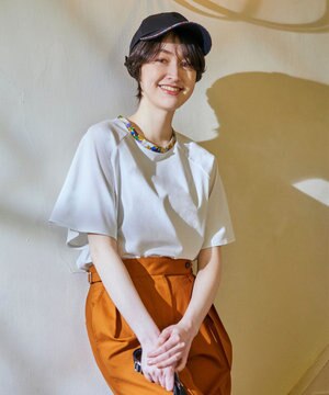 【WEB限定アイテム・洗える】ジェムカレイドスコーププリントトリム カットソー