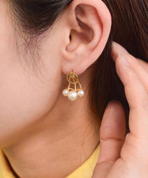  【金属アレルギー対応】パールピアス circle3pearl