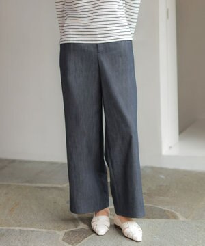  セルロースシャンブレー セミワイド パンツ