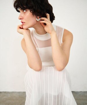  ラメシアープリーツニットワンピース