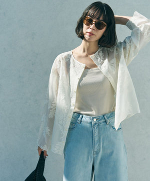 【前後着用可能の2WAY仕様】ボタニカル エンブロイダリー ブラウス