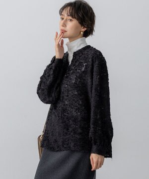  【洗える】シアーカットジャカード ブラウス