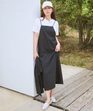  【洗濯機可/セットアップ可/UVケア/速乾/イージーケア】サラサラテックリネンキャミソールワンピース