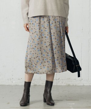  マルチポルカドットプリント スカート