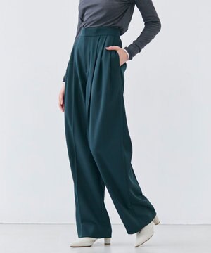  【洗える】STEVIA / ウール混タックワイドパンツ