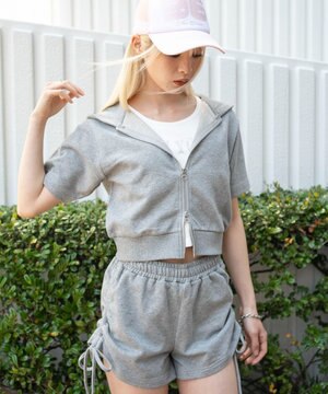  【セットアップ対応】半袖ショートZIPパーカー