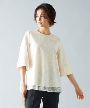  【セットアップ対応・洗える】ラッセルレース ブラウス
