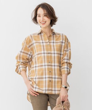  【セット着用可/洗える】オータムチェック ドロップショルダー ブラウス