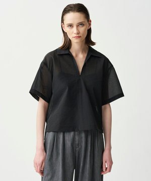 シアー オーガンジー ショート シャツ