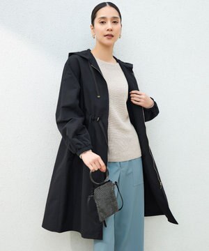  【撥水加工・UVケア・洗える】ライトグログランフーデッド コート