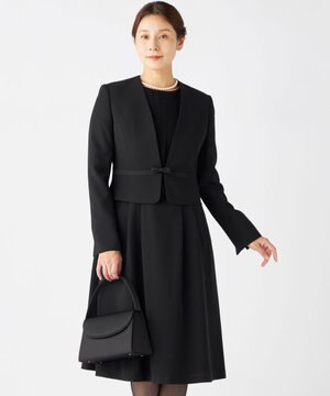  【洗える】ウォッシャブルストレッチバックサテン ジャケット＋ワンピース