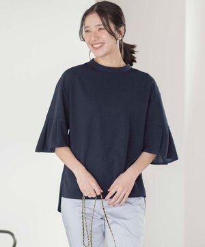  【UVケア・接触冷感】ライトアムンゼンジャージー袖フレア トップス