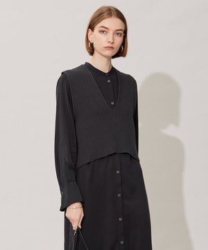  【洗える】 コットンテープリブベスト