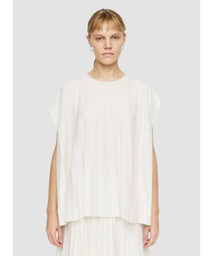  【洗える】コットンプリッセ　ラウンドネックTシャツ