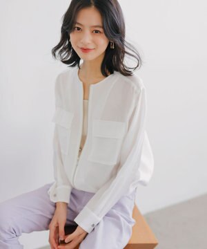  リヨセルナイロンワッシャー ノーカラーブルゾン