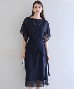  【APPLAUDIR】シフォンジョーゼット コンビドレス