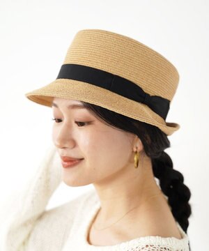  【サイズ調整可】ラフィアブレード　角クロッシェ　ハイバックハット