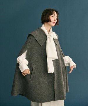 セーラーカラーダブルフェイスケープコート