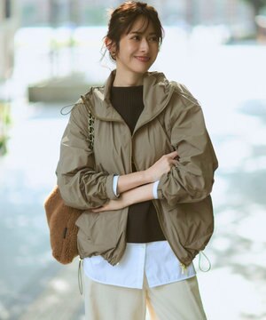 【撥水加工】ソフトメモリータフタ スタンドネック ブルゾン