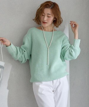  【洗える】コットンギマ ボートネック ニット