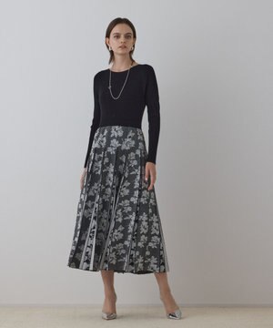  ラメモールニットジャガードワンピース