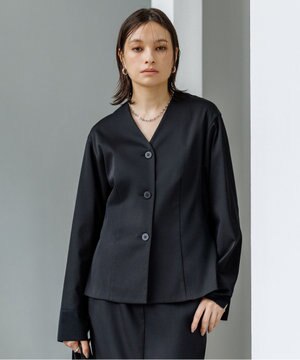  【CLASSY.掲載・裏起毛】 ウォームサテン カーディガンブラウス