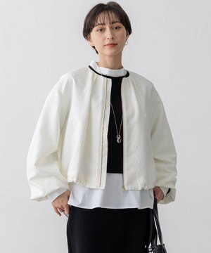  【洗える】ジオメトリックジャカード ブルゾン