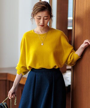  【洗える】ピュアカシミヤ ドルマンスリーブ ニット