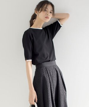  5分袖ニットＴシャツ