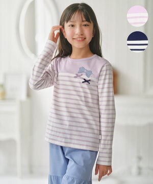  【110-140㎝】 リボンボーダー Tシャツ