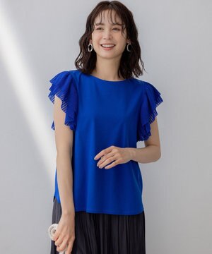 プリーツコンビフレンチスリーブ カットソー