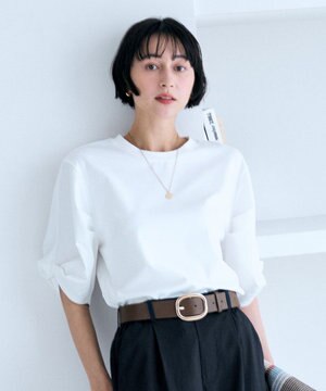  ツイストスリーブボーダートップス