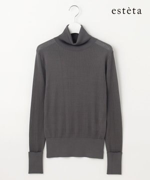  【エステータ】シルクリブ タートルニット