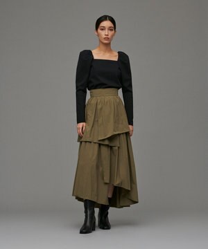 ナイロンタフタ ティアード スカート