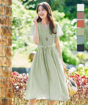  【洗える】大人上品なシアータックワンピース