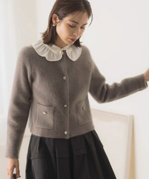  【手洗い可】フラッフィーファーニットジャケット